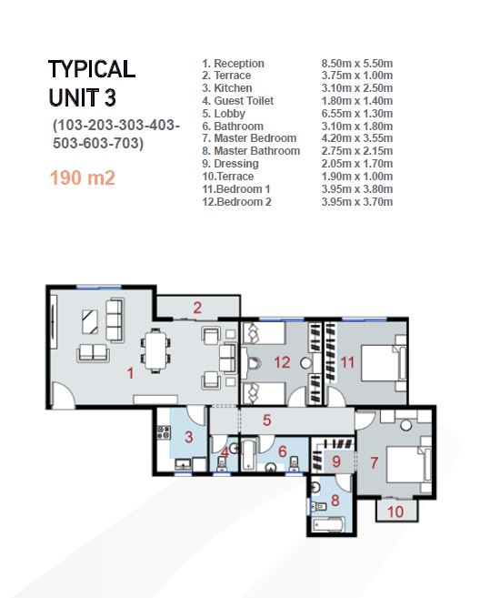 Floor plan for apartment at La Verde Casette