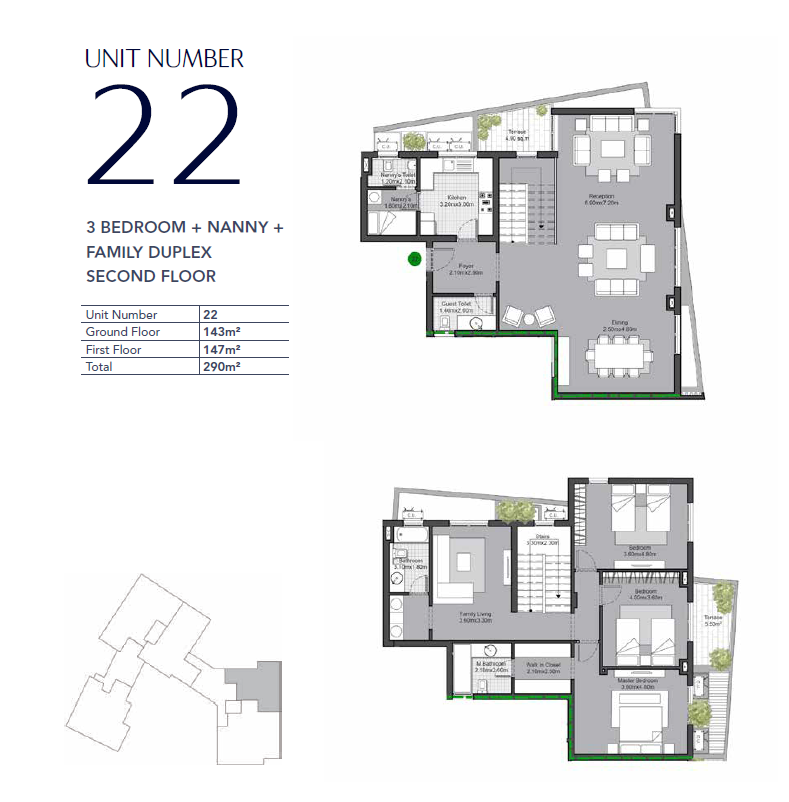 Floor plan for duplex at V Residences By Villette
