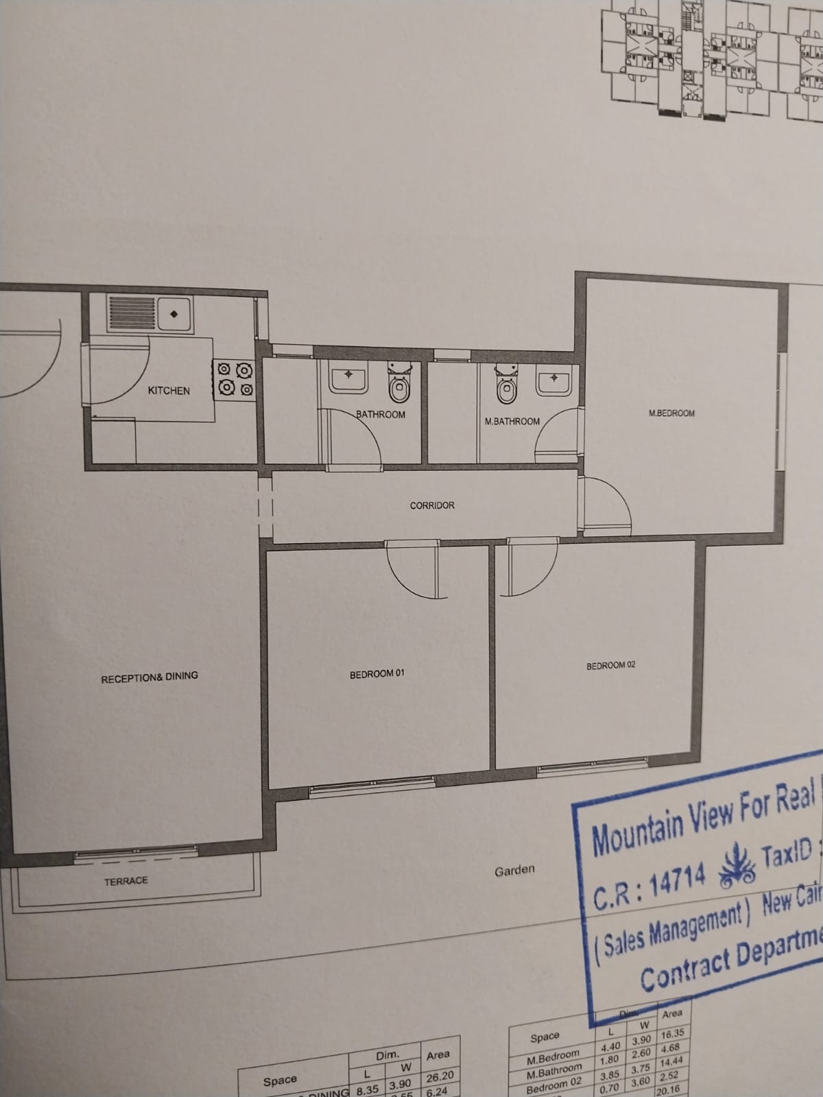 Floor plan for apartment at Aliva Mountain View Mostakbal City