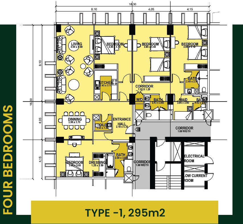 Floor plan for apartment at Sofitel Oia Towers