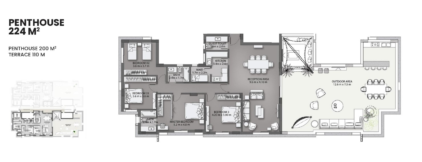 Floor plan for penthouse at Creektown
