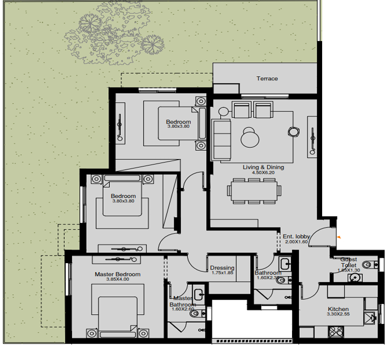 Floor plan for apartment at O West Orascom