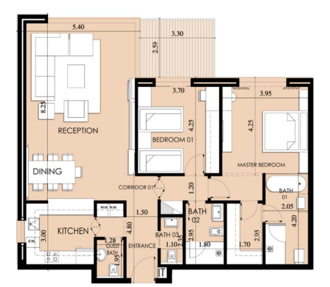 Floor plan for apartment at 205 Arkan Palm