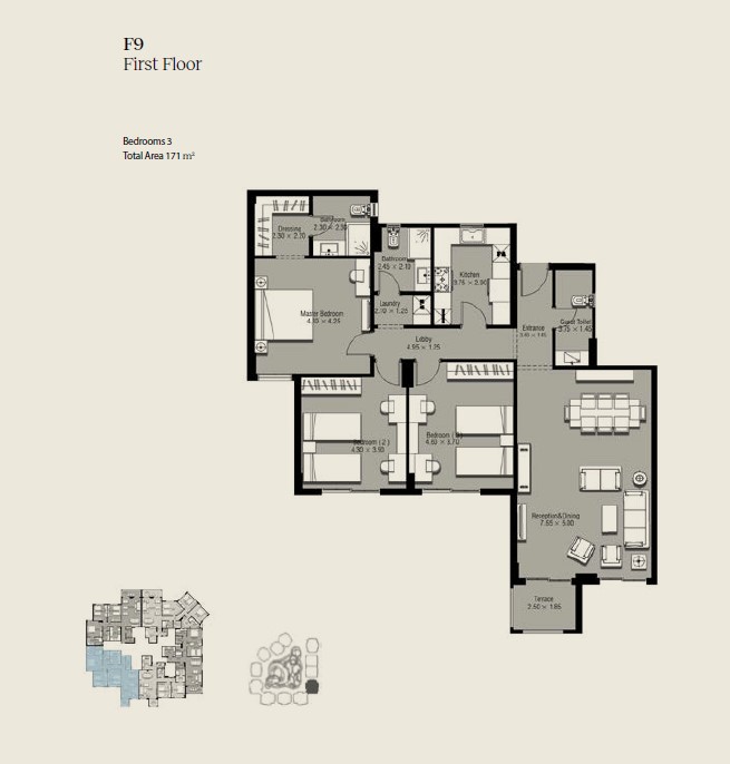 Floor plan for apartment at Ninety Avenue
