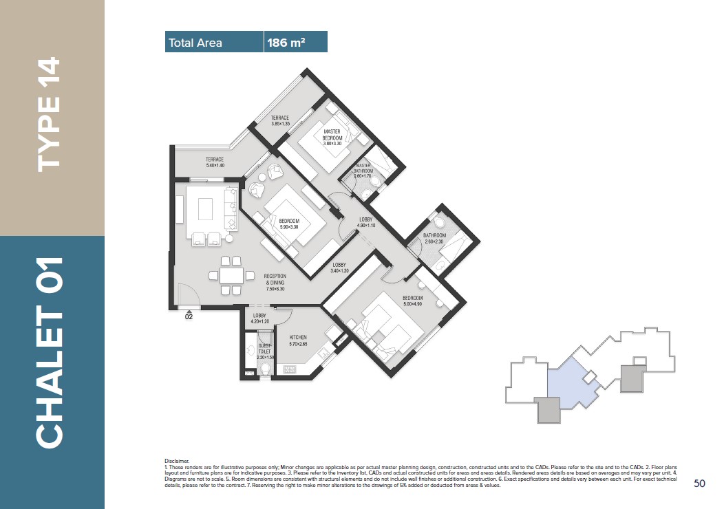 Floor plan for chalet at Mazarine Ria
