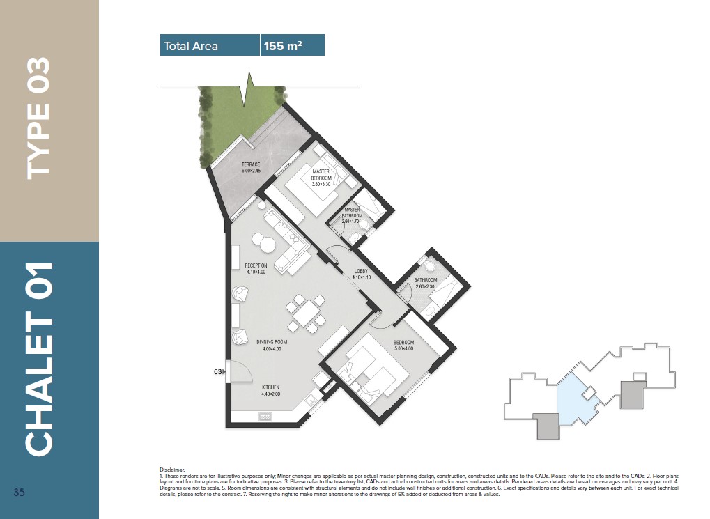 Floor plan for chalet at Mazarine Ria
