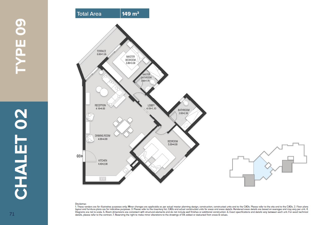 Floor plan for chalet at Mazarine Ria