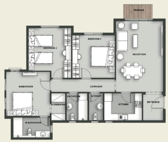Floor plan for apartment at Aliva Mountain View Mostakbal City