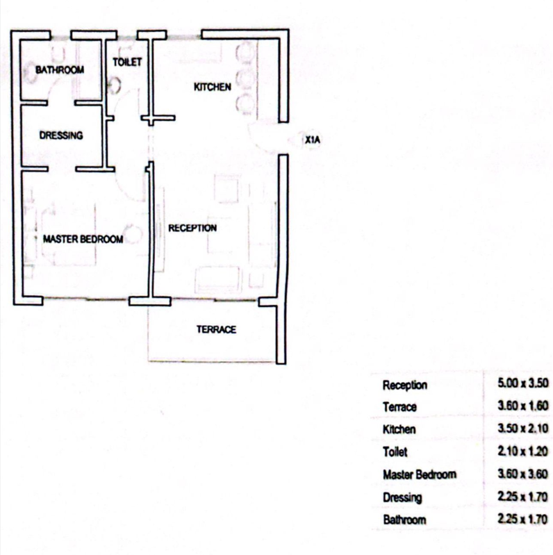 Floor plan for apartment at Sarai