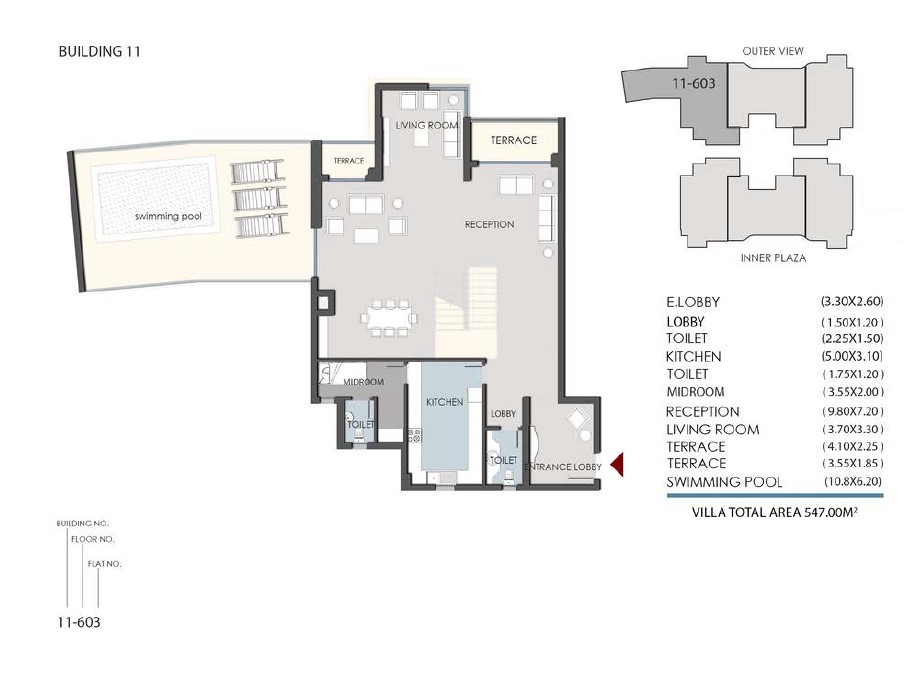 Floor plan for villa at RIVAN