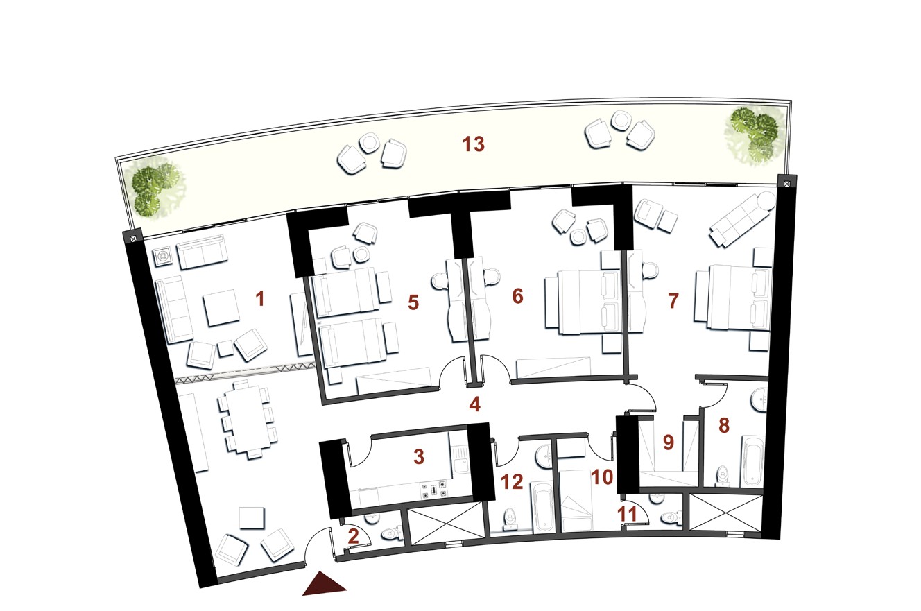 Floor plan for apartment at The Gate - New Alamein