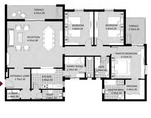Floor plan for penthouse at October Plaza