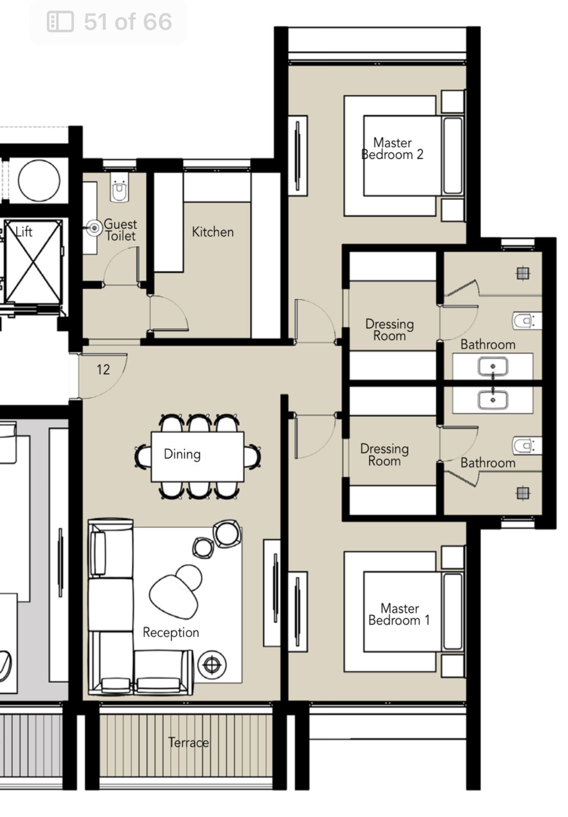 Floor plan for apartment at PX