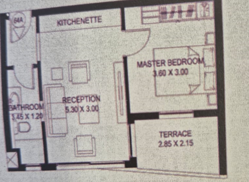 Floor plan for studio at Taj City