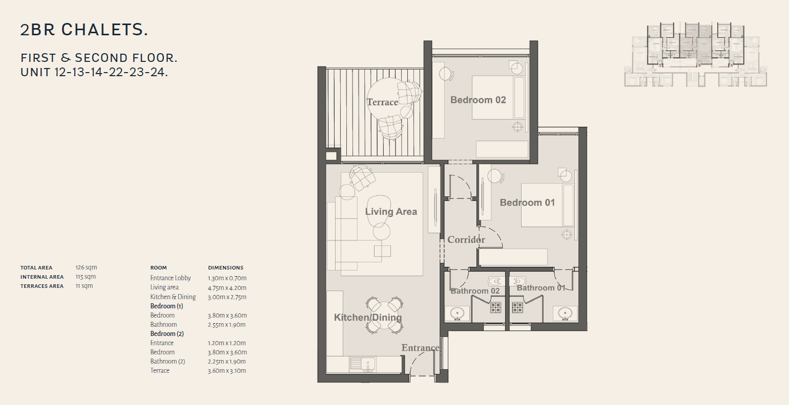 Floor plan for chalet at The Med