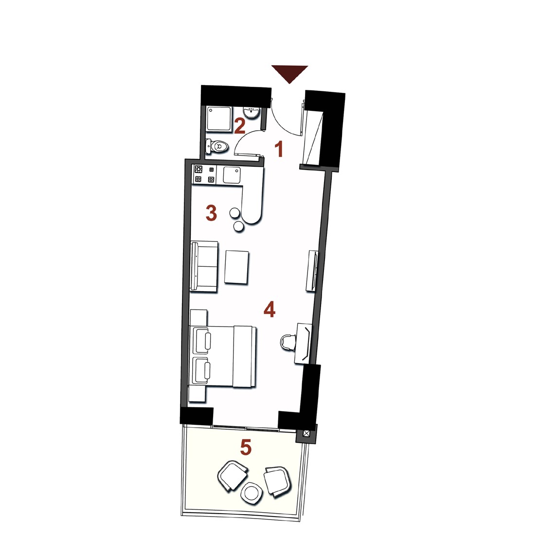 Floor plan for studio at The Gate - New Alamein