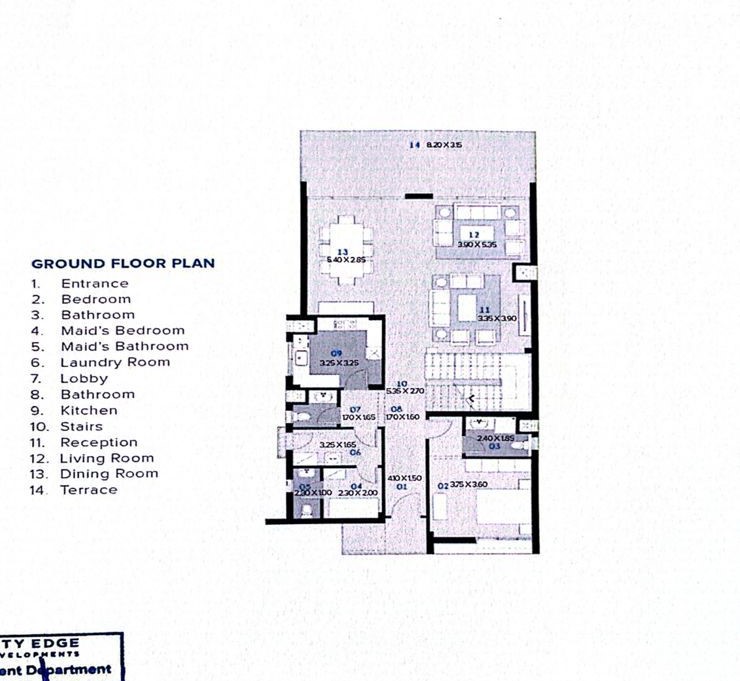 Floor plan for villa at Mazarine
