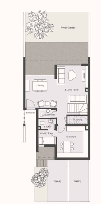 Floor plan for townhouse at Al Burouj