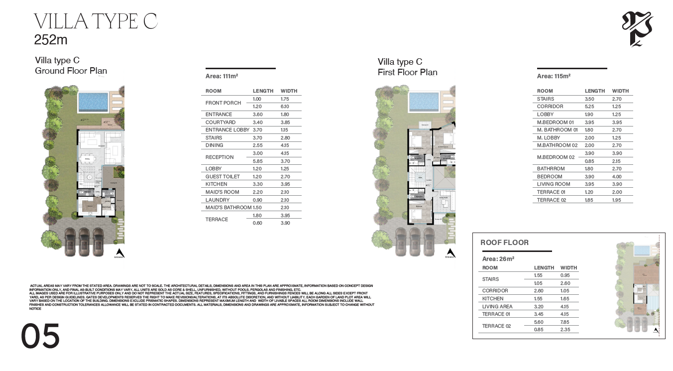 Floor plan for villa at Gates Prive