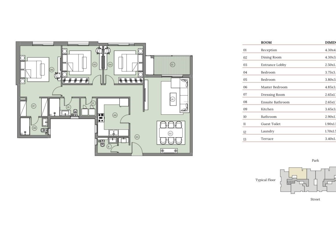 Floor plan for apartment at HAPTown