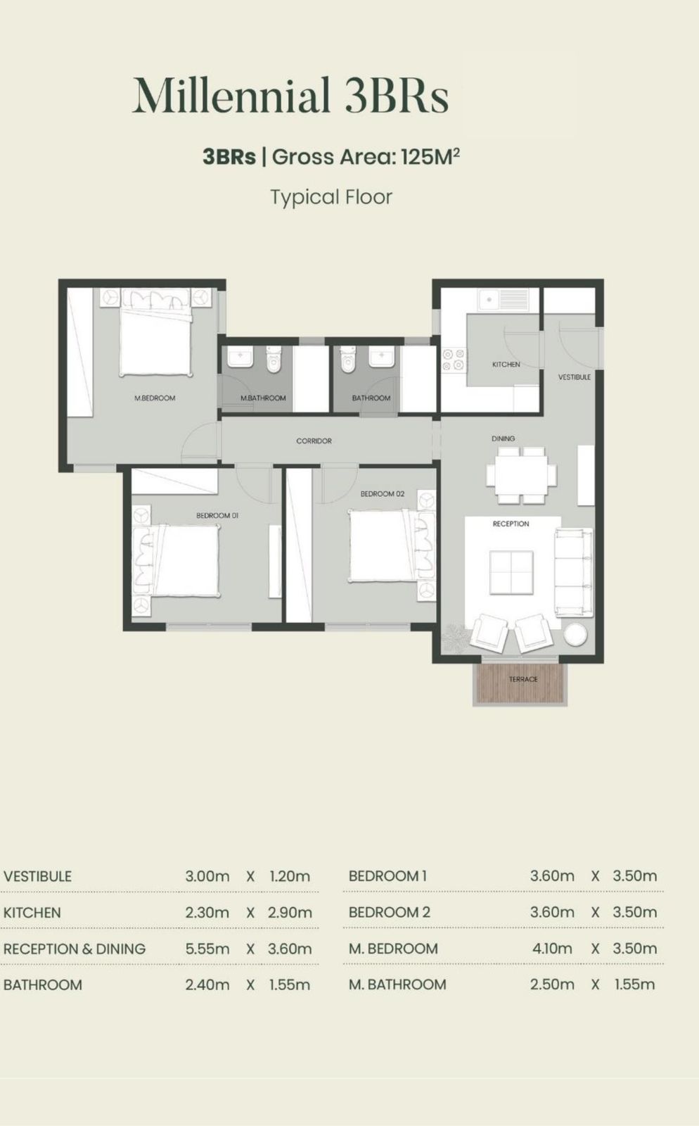 Floor plan for apartment at Aliva Mountain View Mostakbal City