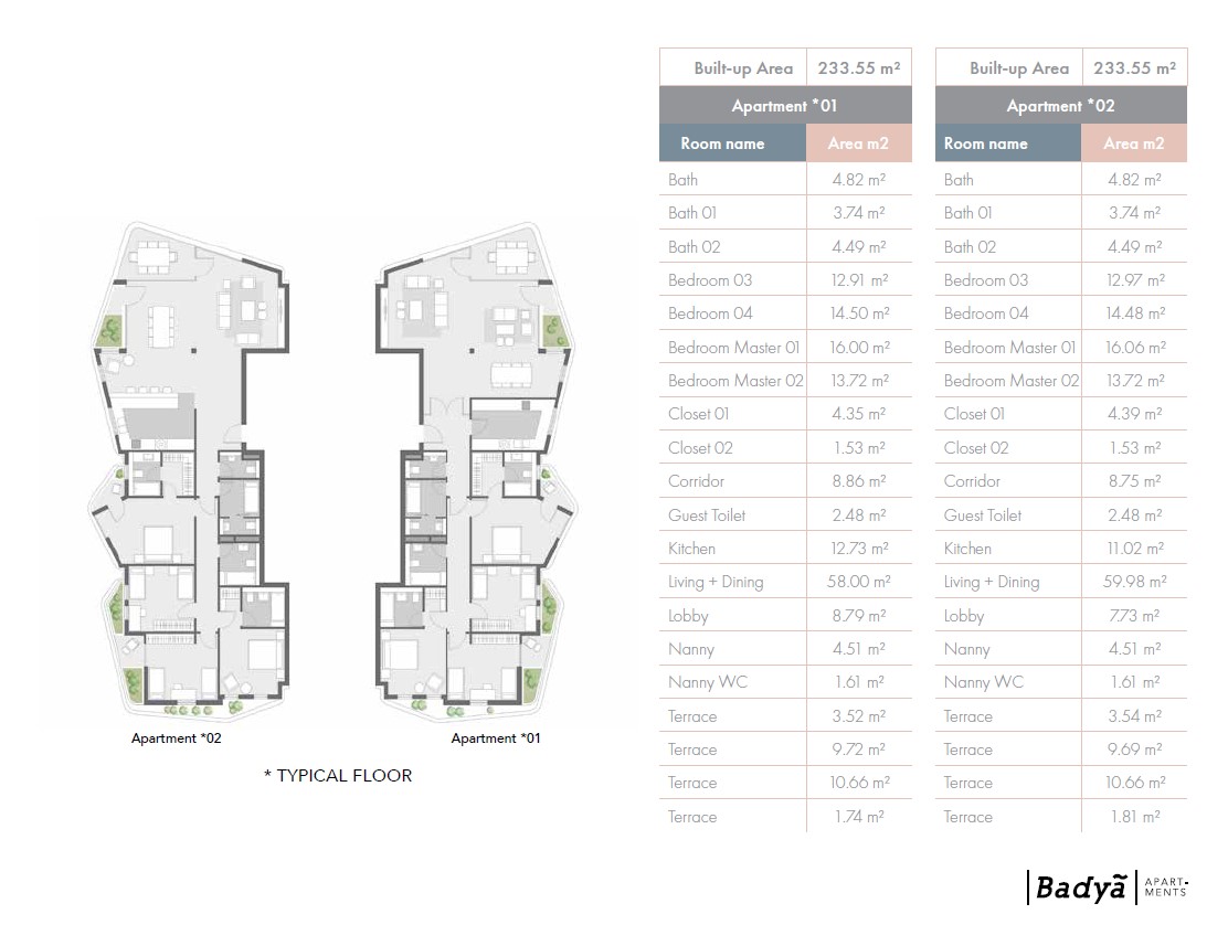 Floor plan for apartment at Badya