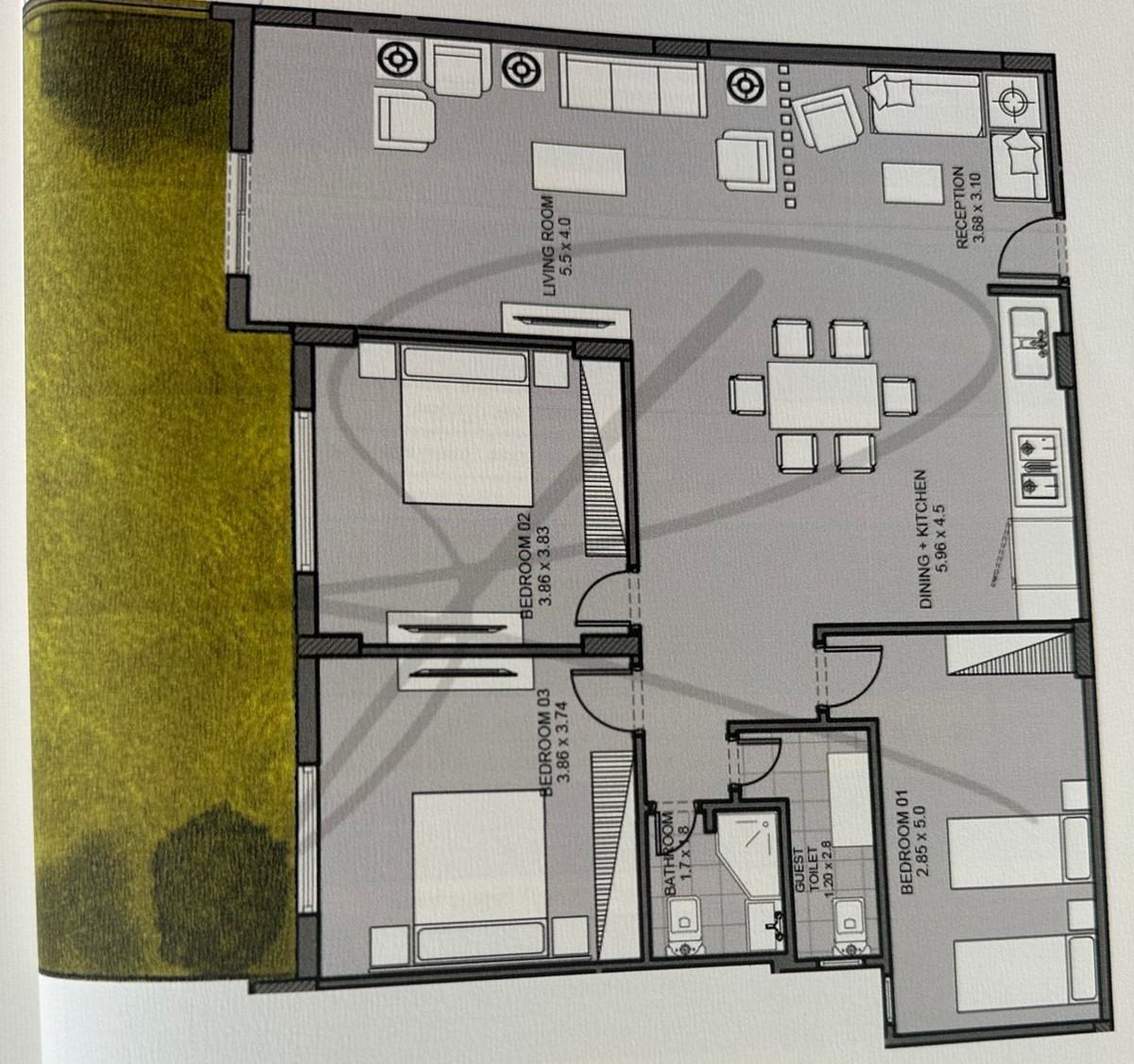 Floor plan for chalet at Direction White