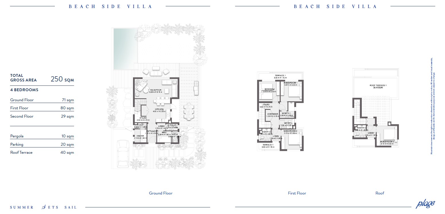 Floor plan for villa at Plage