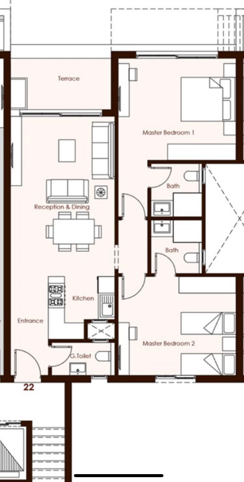 Floor plan for chalet at Hacienda Bay