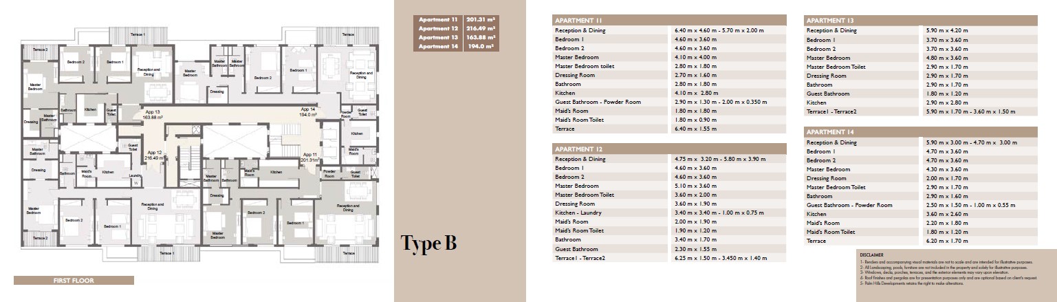 Floor plan for apartment at Palm Hills Alexandria