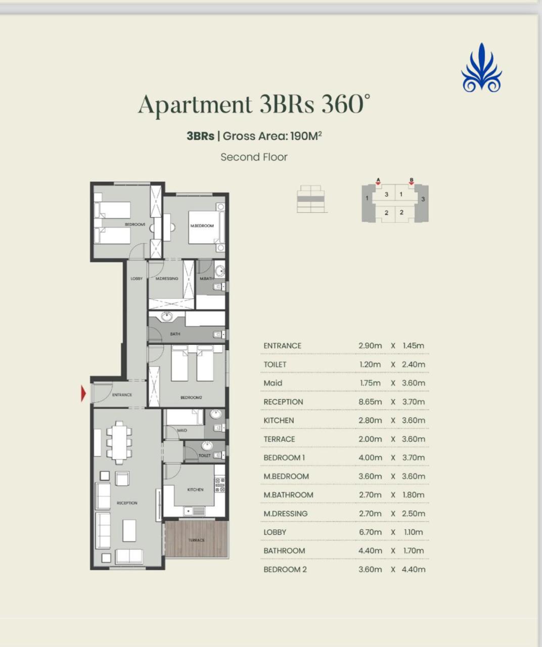 Floor plan for apartment at Aliva Mountain View Mostakbal City