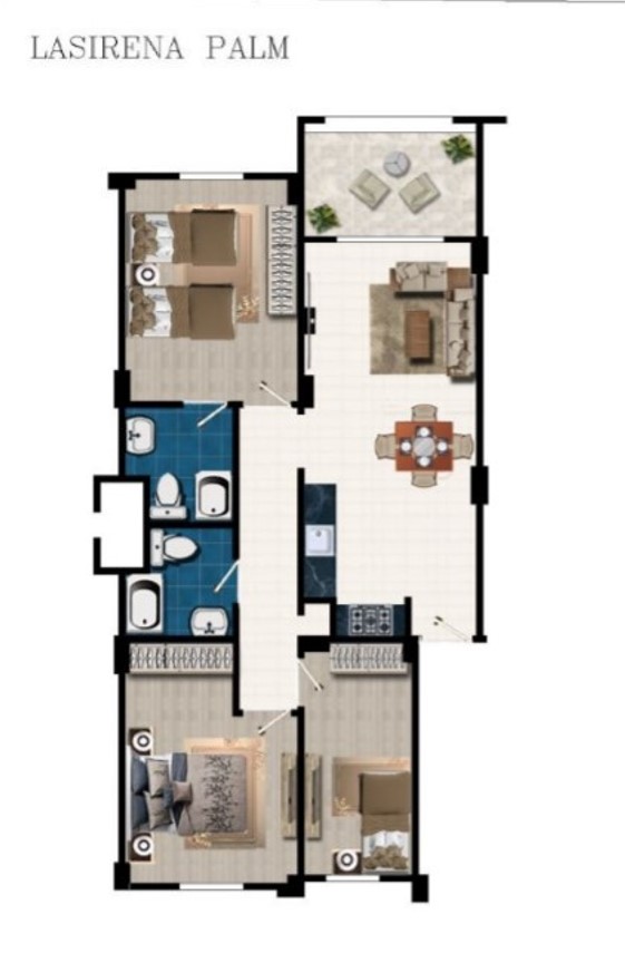 Floor plan for chalet at Lasirena Palm Beach