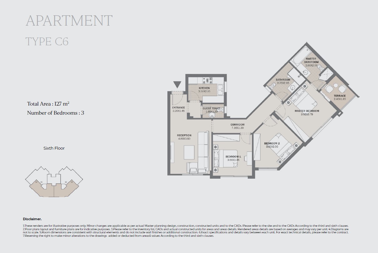 Floor plan for apartment at Al Maqsad Park