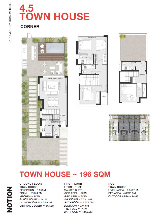 Floor plan for townhouse at Notion