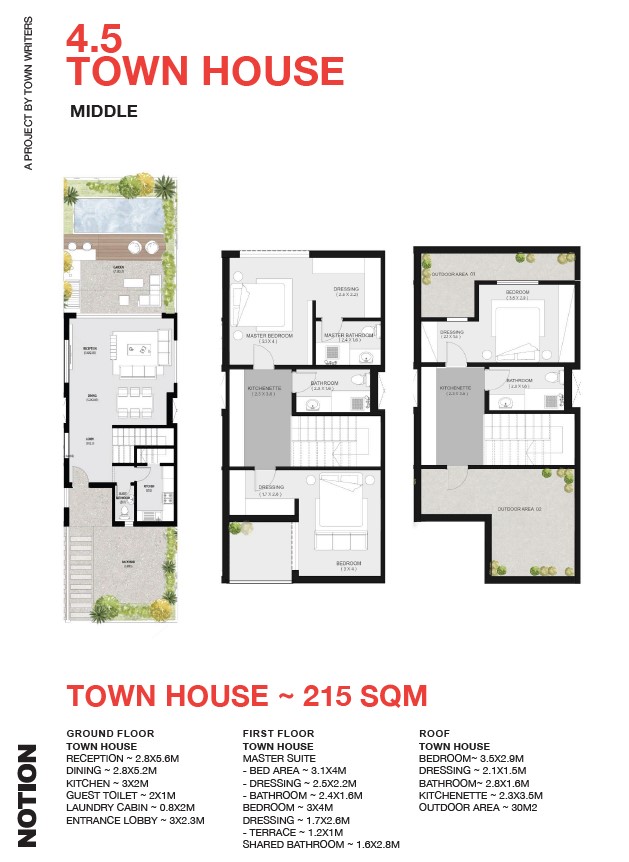 Floor plan for townhouse at Notion