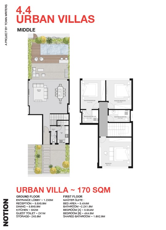 Floor plan for duplex at Notion