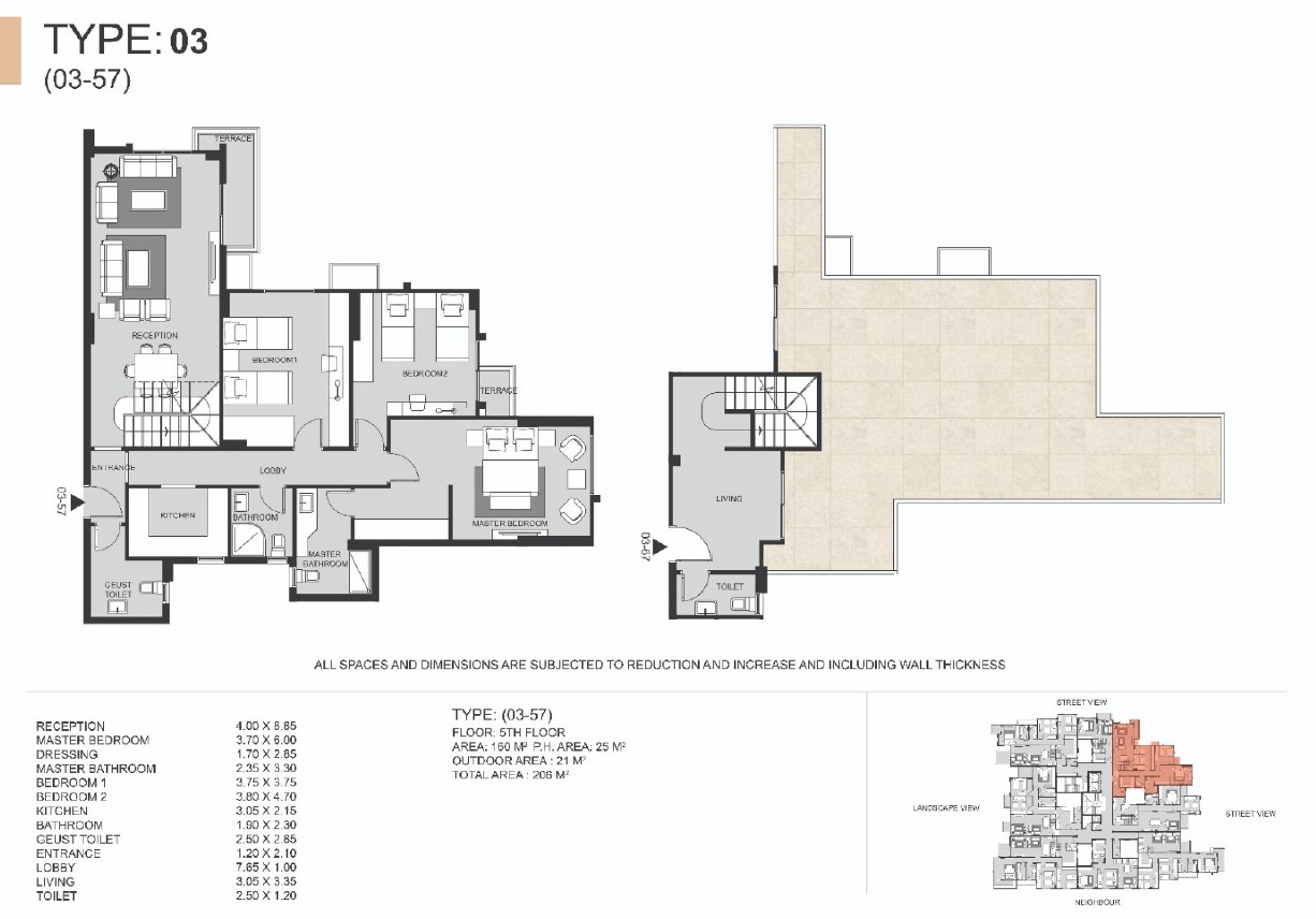 Floor plan for penthouse at Sun Capital