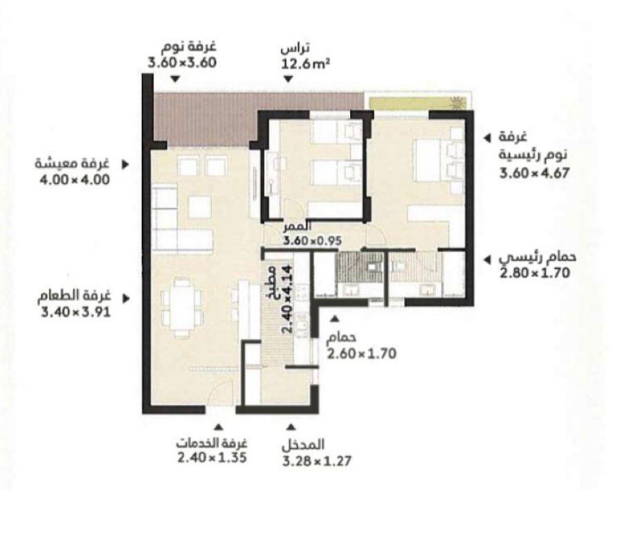 Floor plan for apartment at Al Burouj