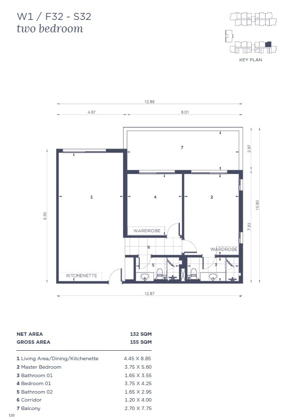Floor plan for apartment at WBR1