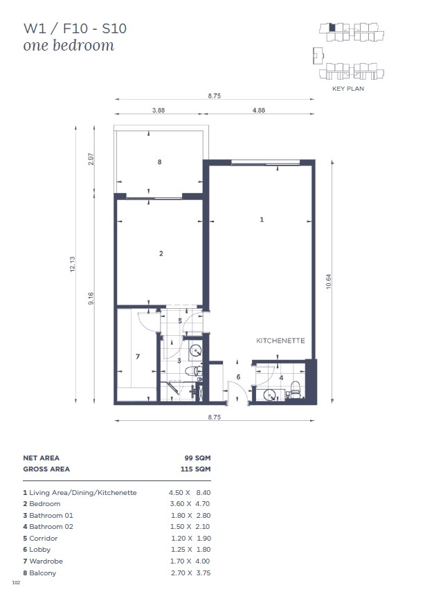 Floor plan for apartment at WBR1
