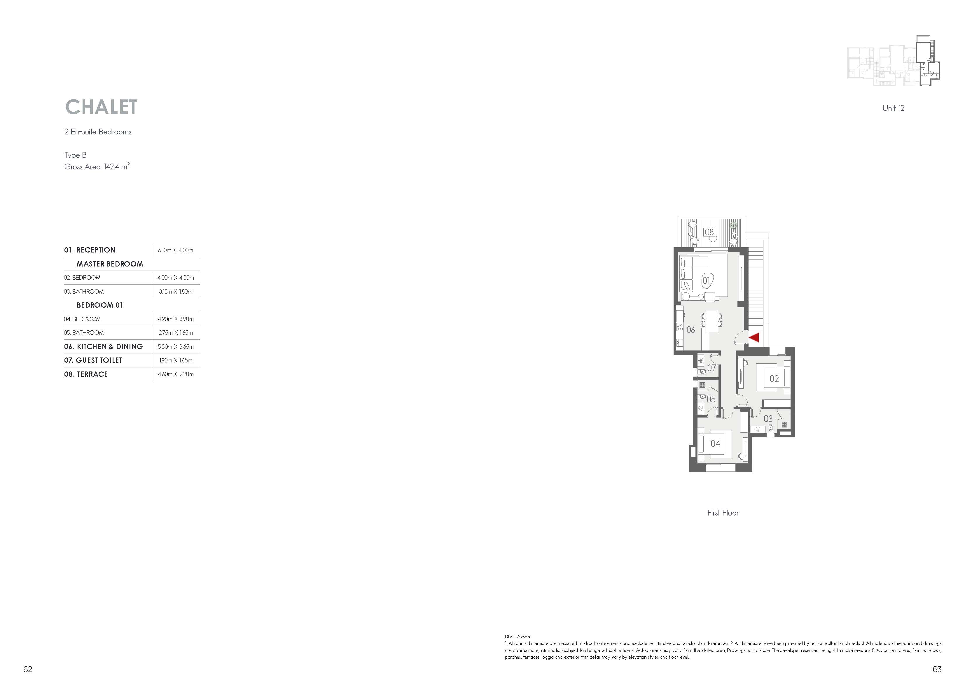 Floor plan for chalet at Kai Sokhna