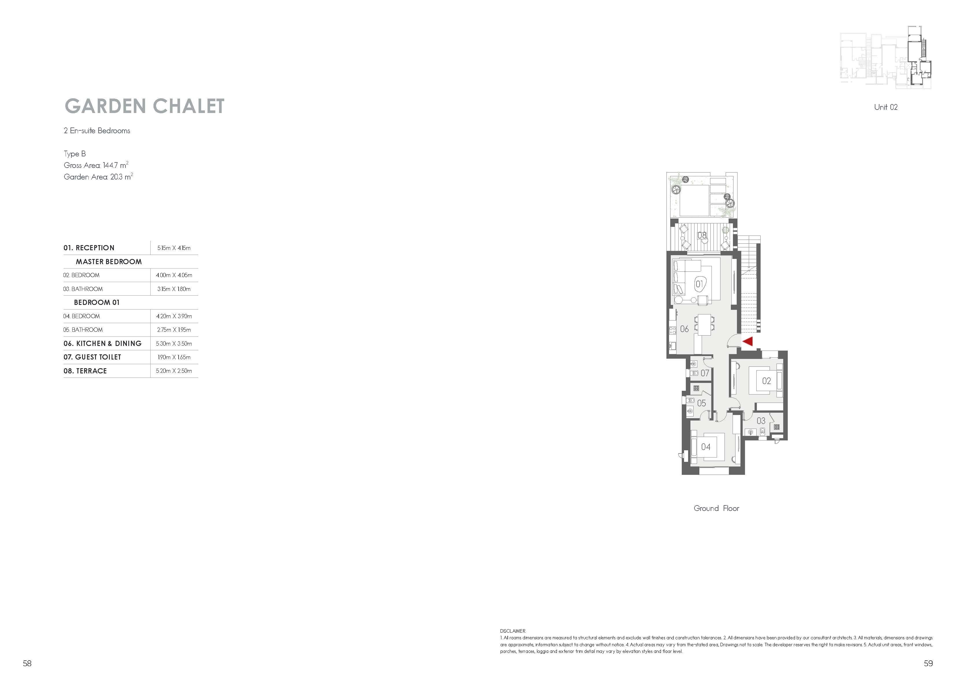 Floor plan for chalet at Kai Sokhna