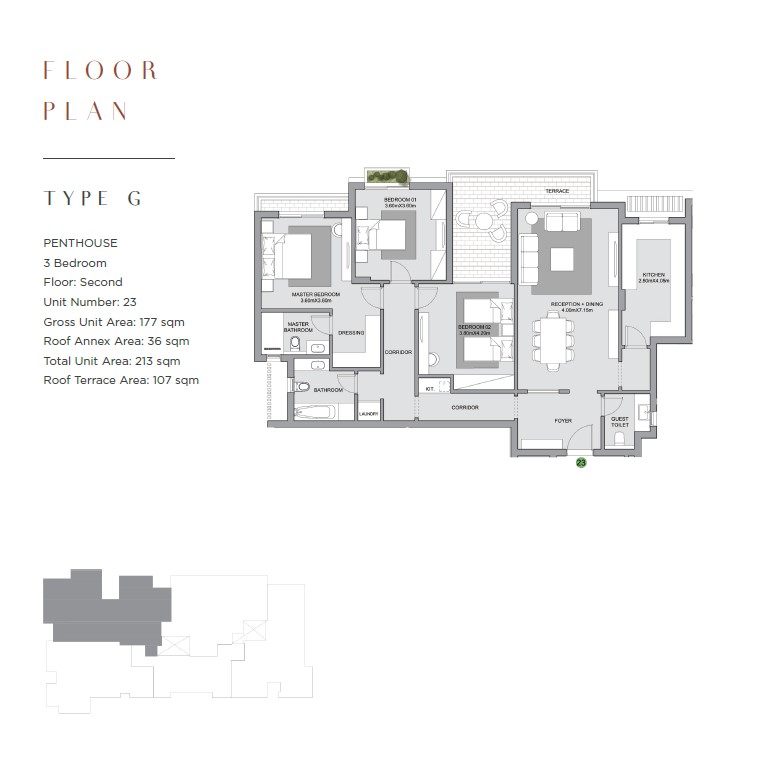Floor plan for penthouse at The Estates Residence