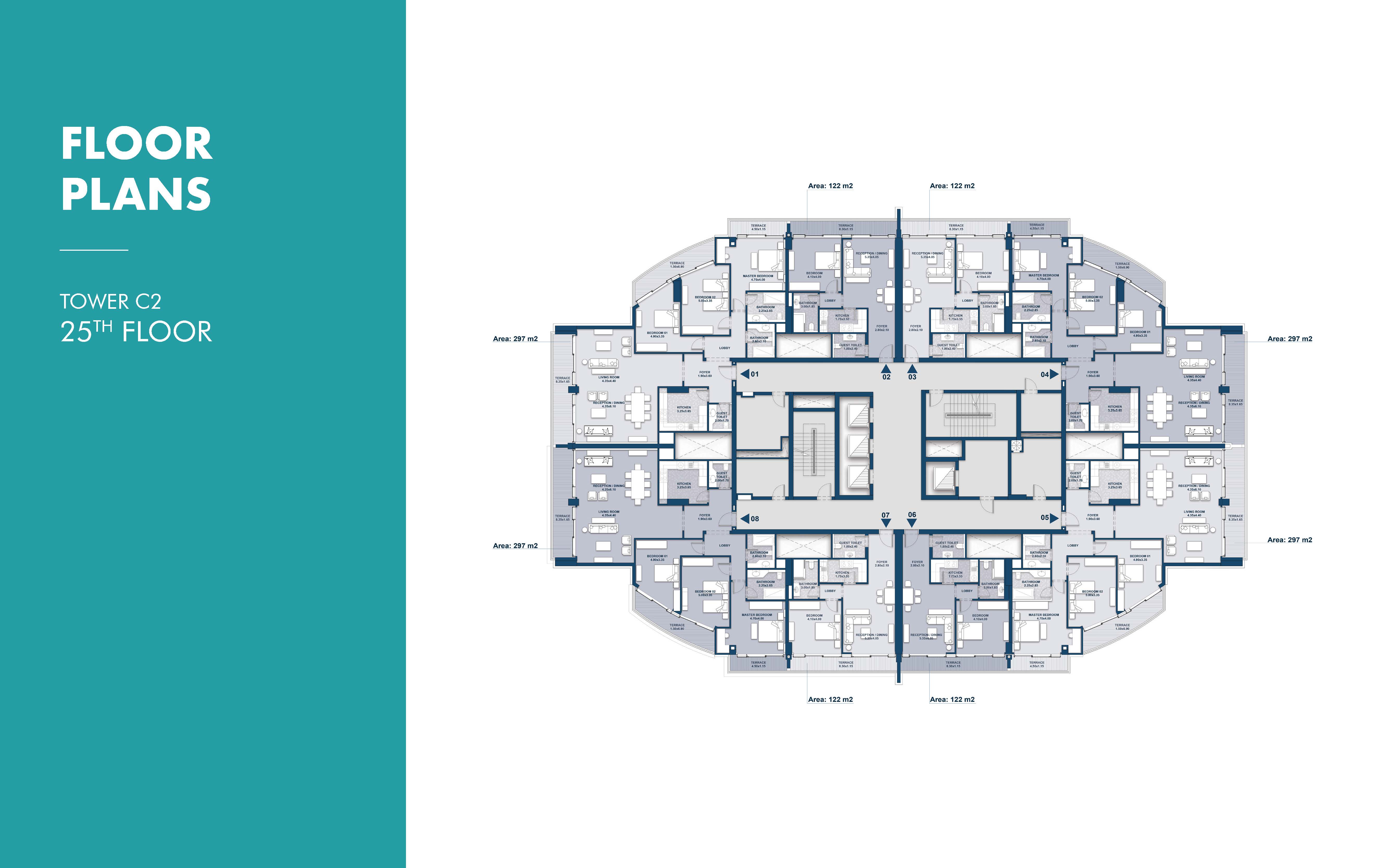 Floor plan for apartment at Beach Front Towers