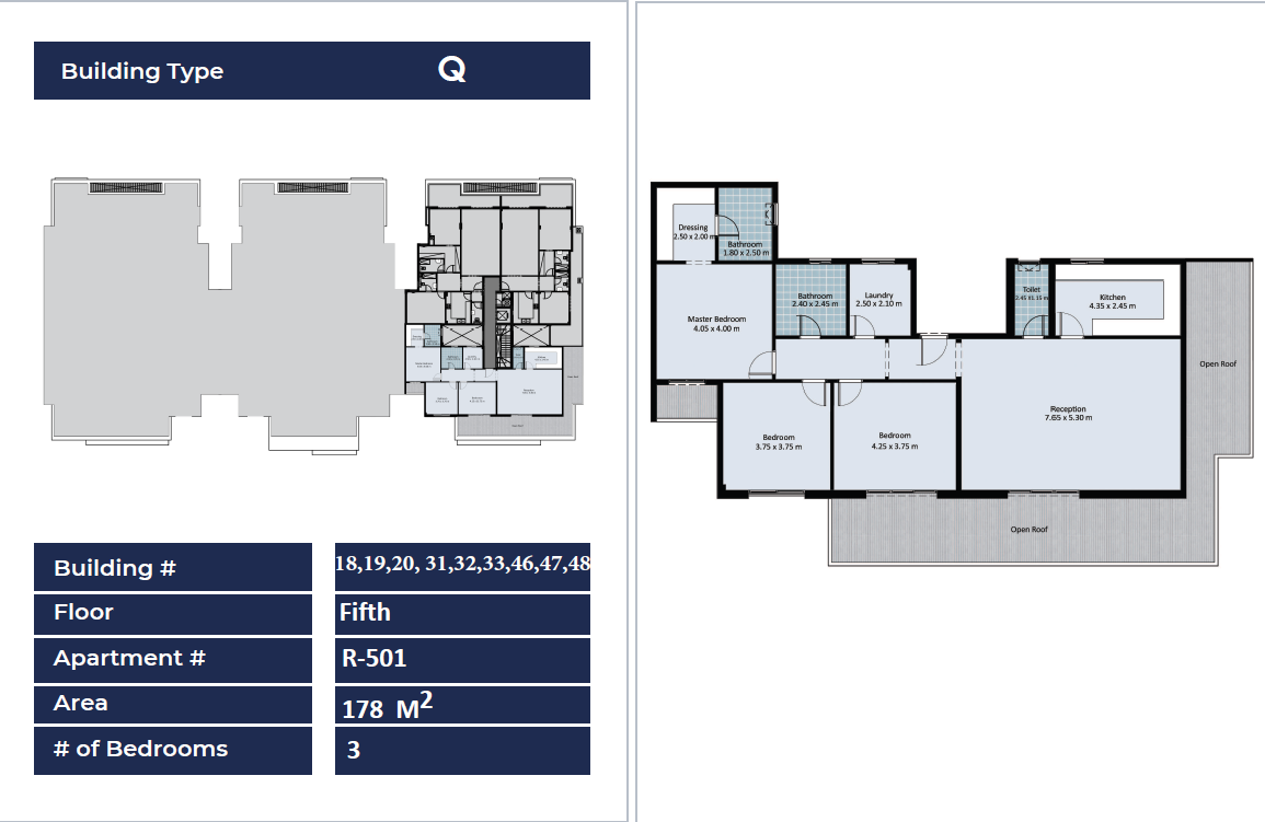 Floor plan for penthouse at Fifth Square Al Marasem