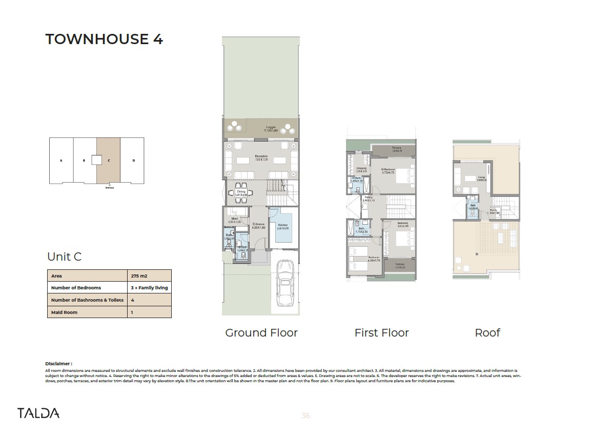 Floor plan for townhouse at Talda