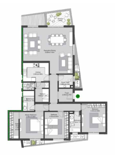 Floor plan for apartment at V Residences By Villette