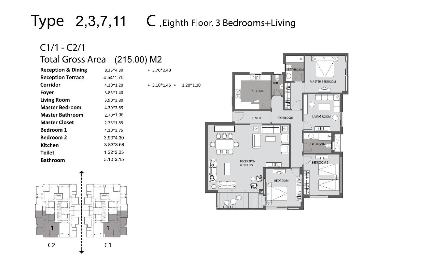 Floor plan for apartment at De Joya 3