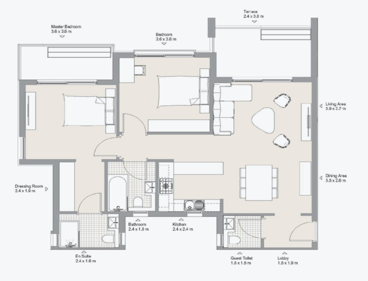 Floor plan for apartment at Al Burouj