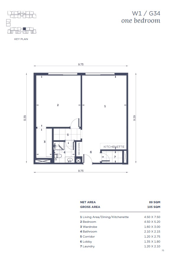 Floor plan for apartment at WBR1